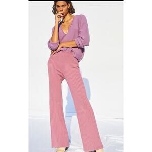 Free People Keep It Real Flare Trousers Blush Pink Small